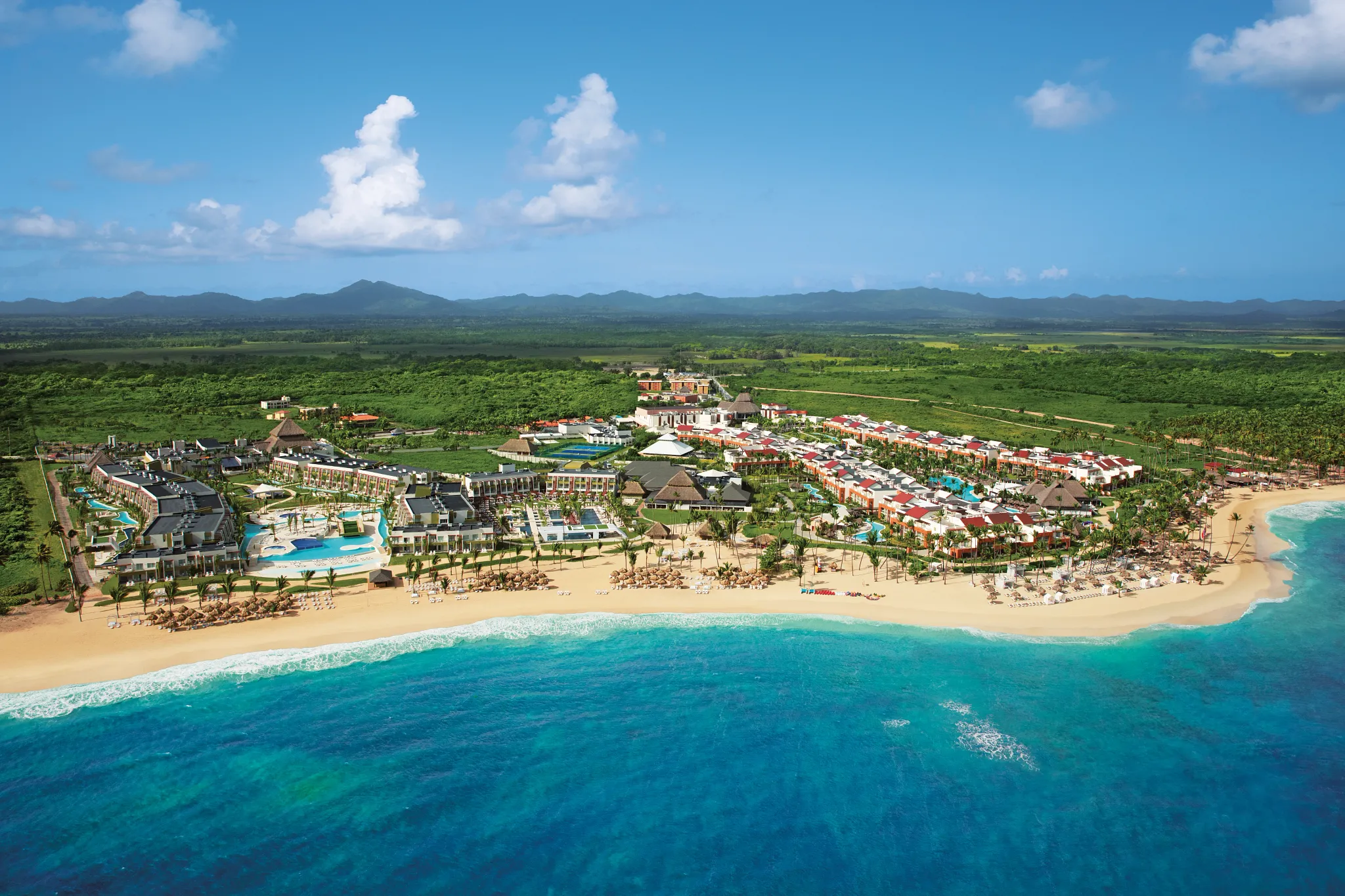 Aerial View of resort and beach area