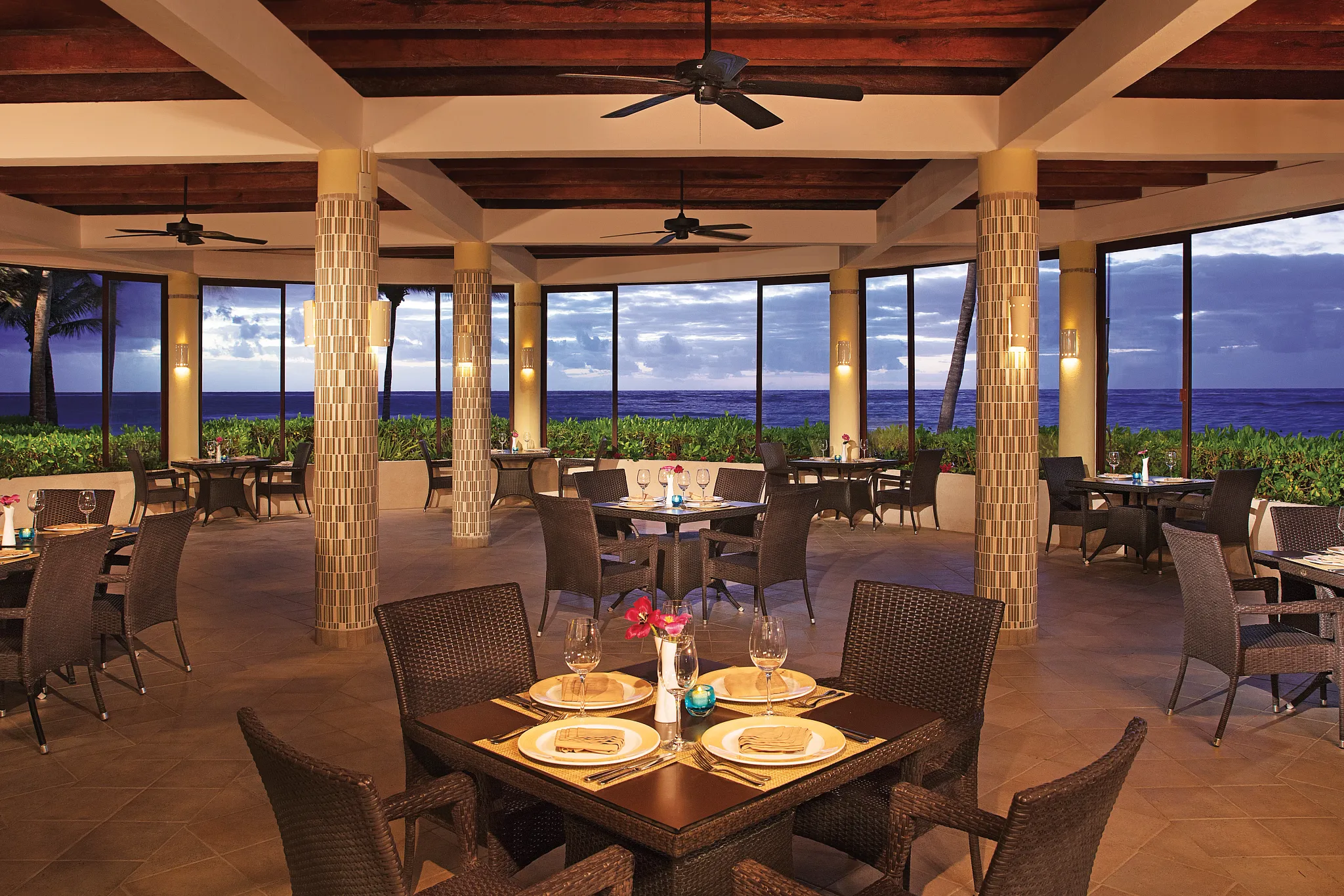 elegant dining area with an ocean view