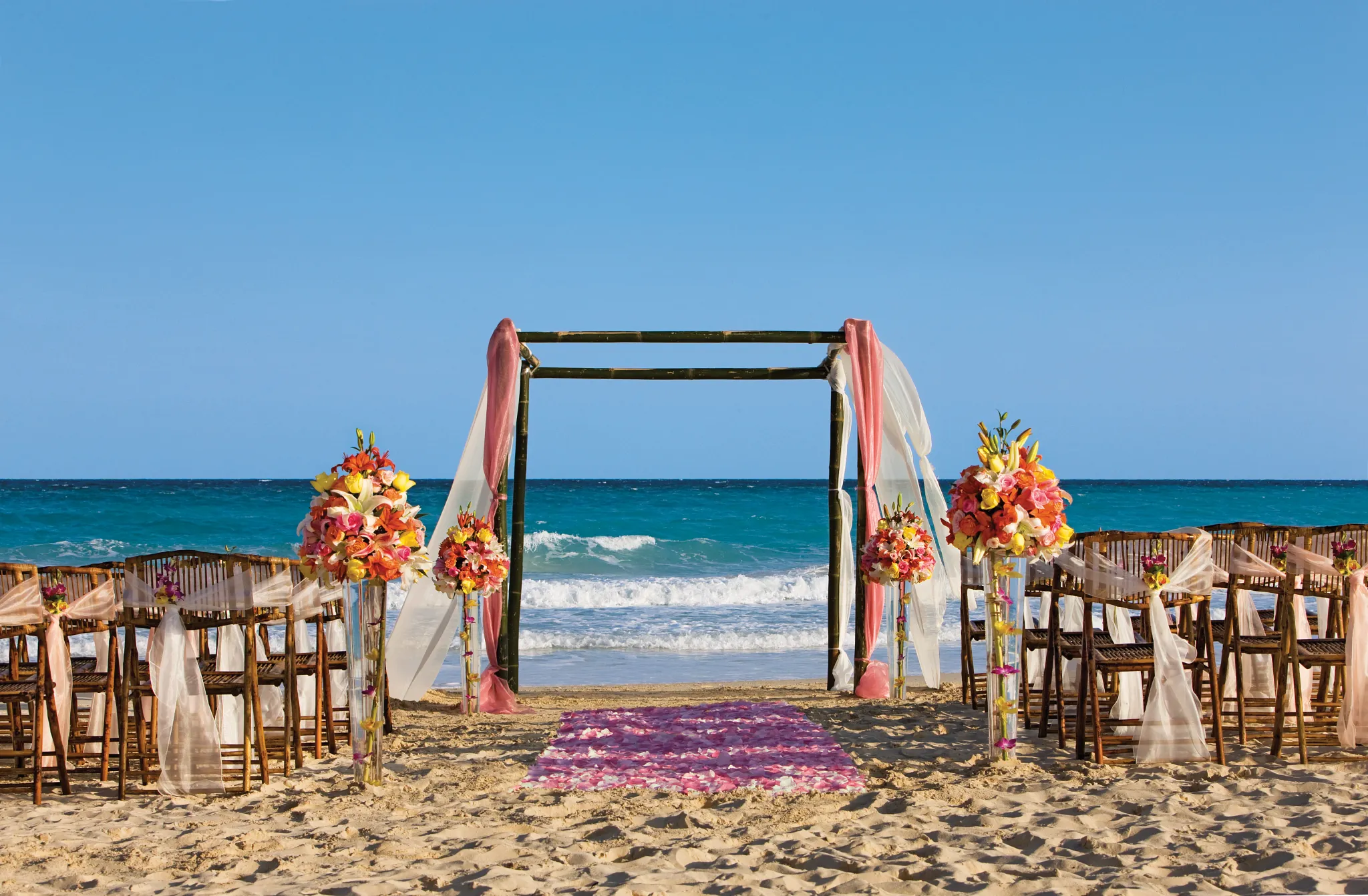 wedding set up on the beach