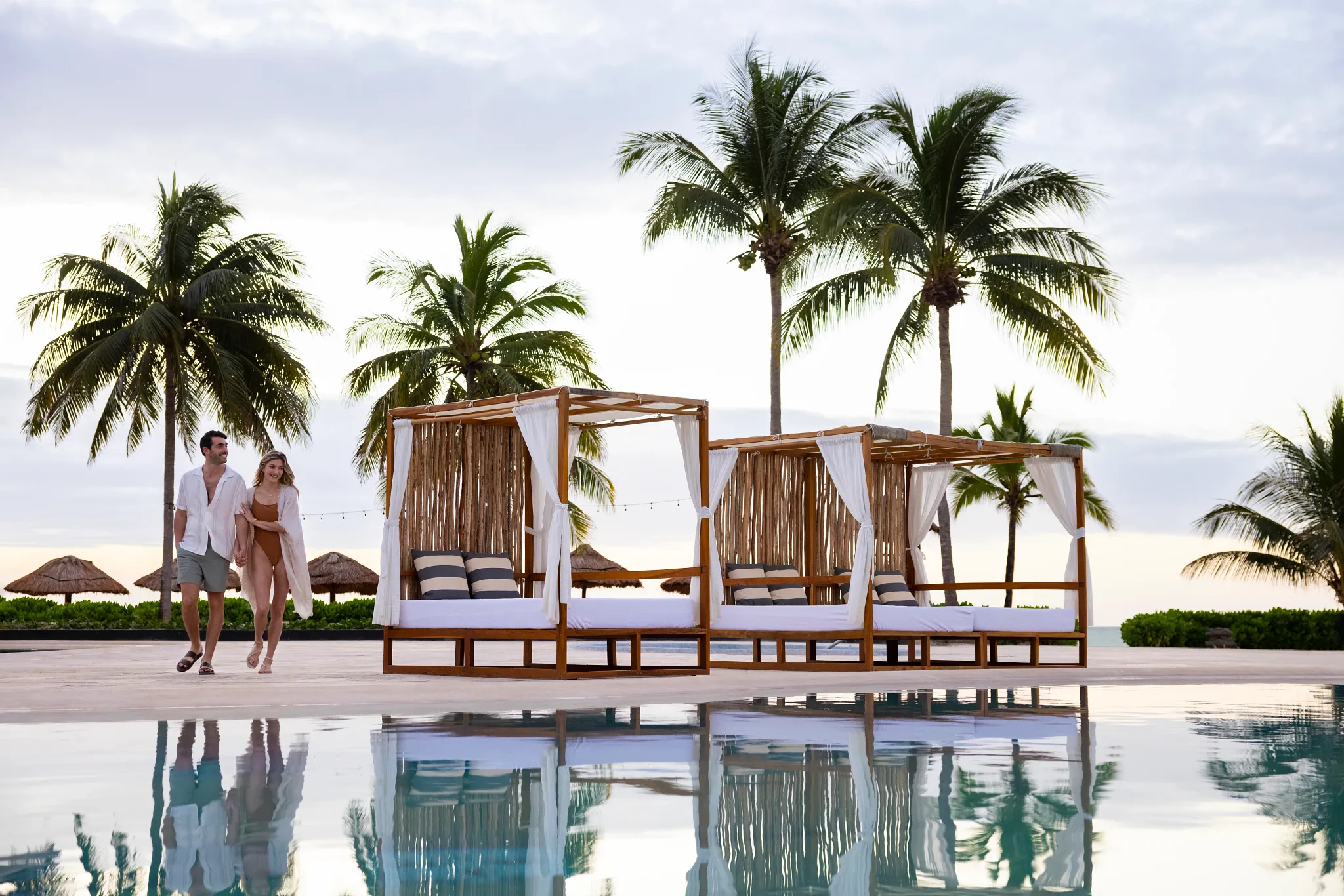 Hyatt Zilara Riviera Maya Couple at Pool Cabanas