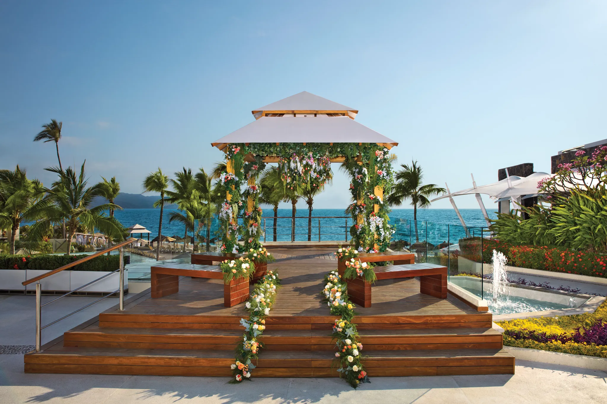 Outdoor wedding reception at Secrets Vallarta Bay