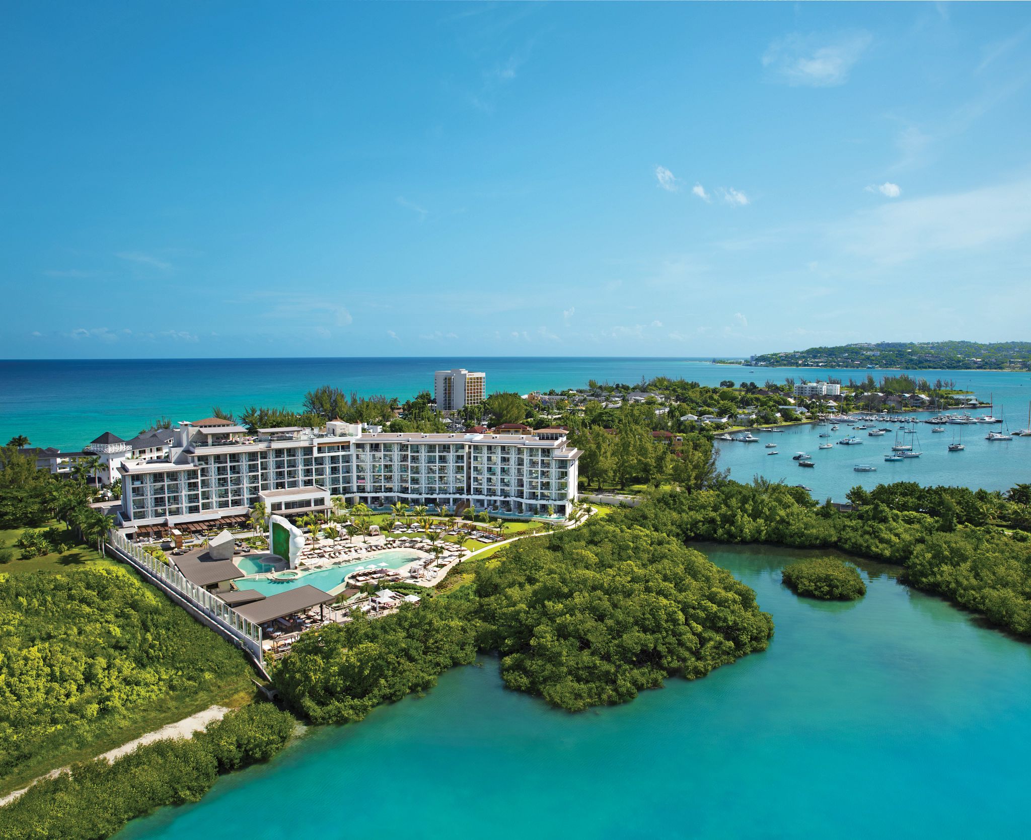 Aerial View of resort and beach area