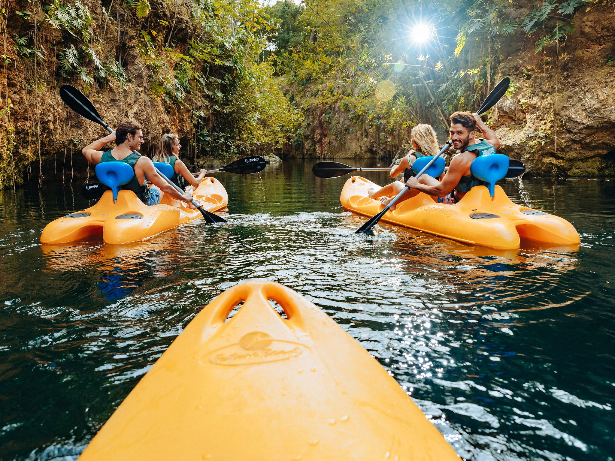 Kayaking in the Xenotes tour