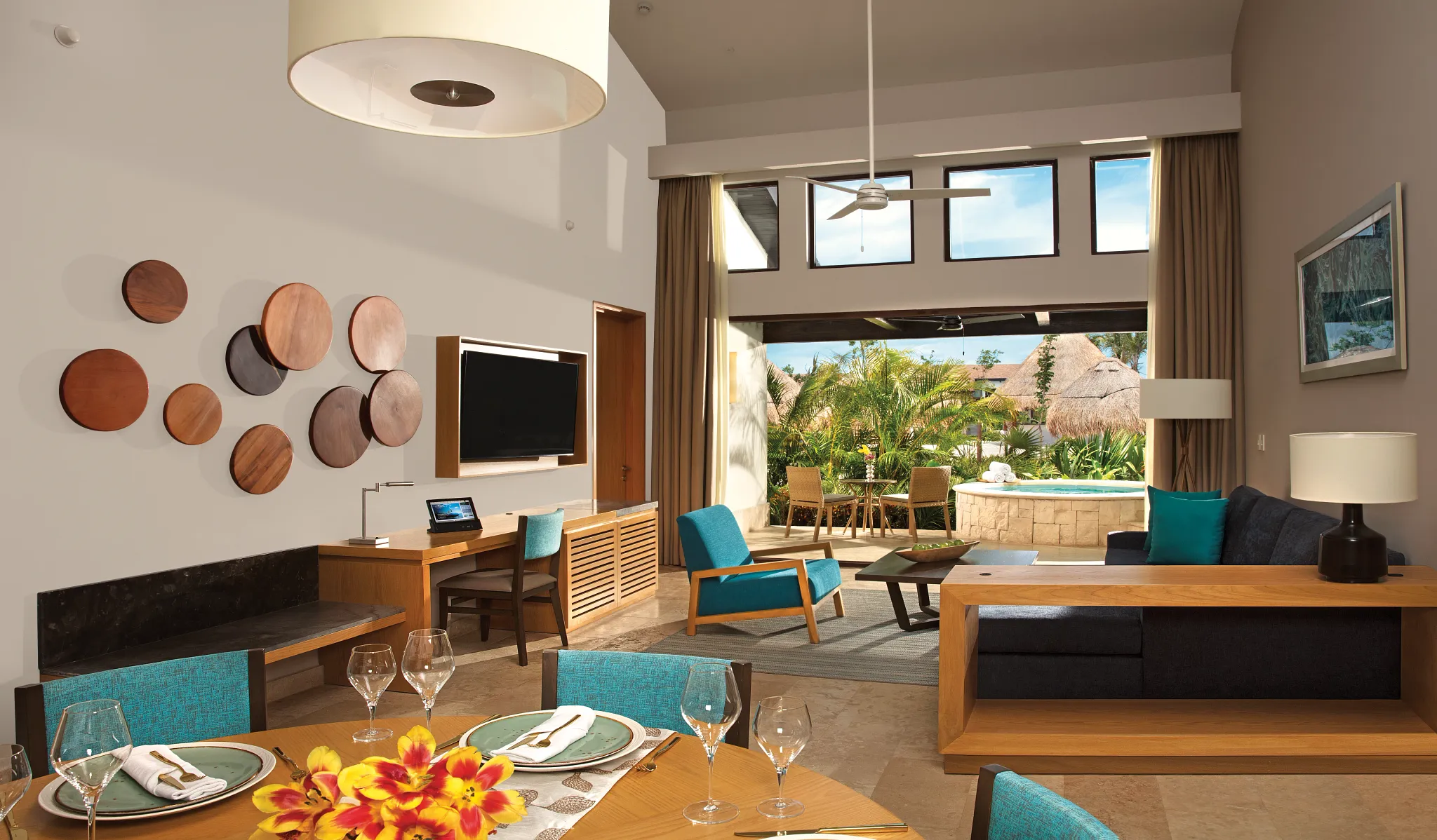 Preferred Club Two Bedroom Villa living area Dreams Playa Mujeres